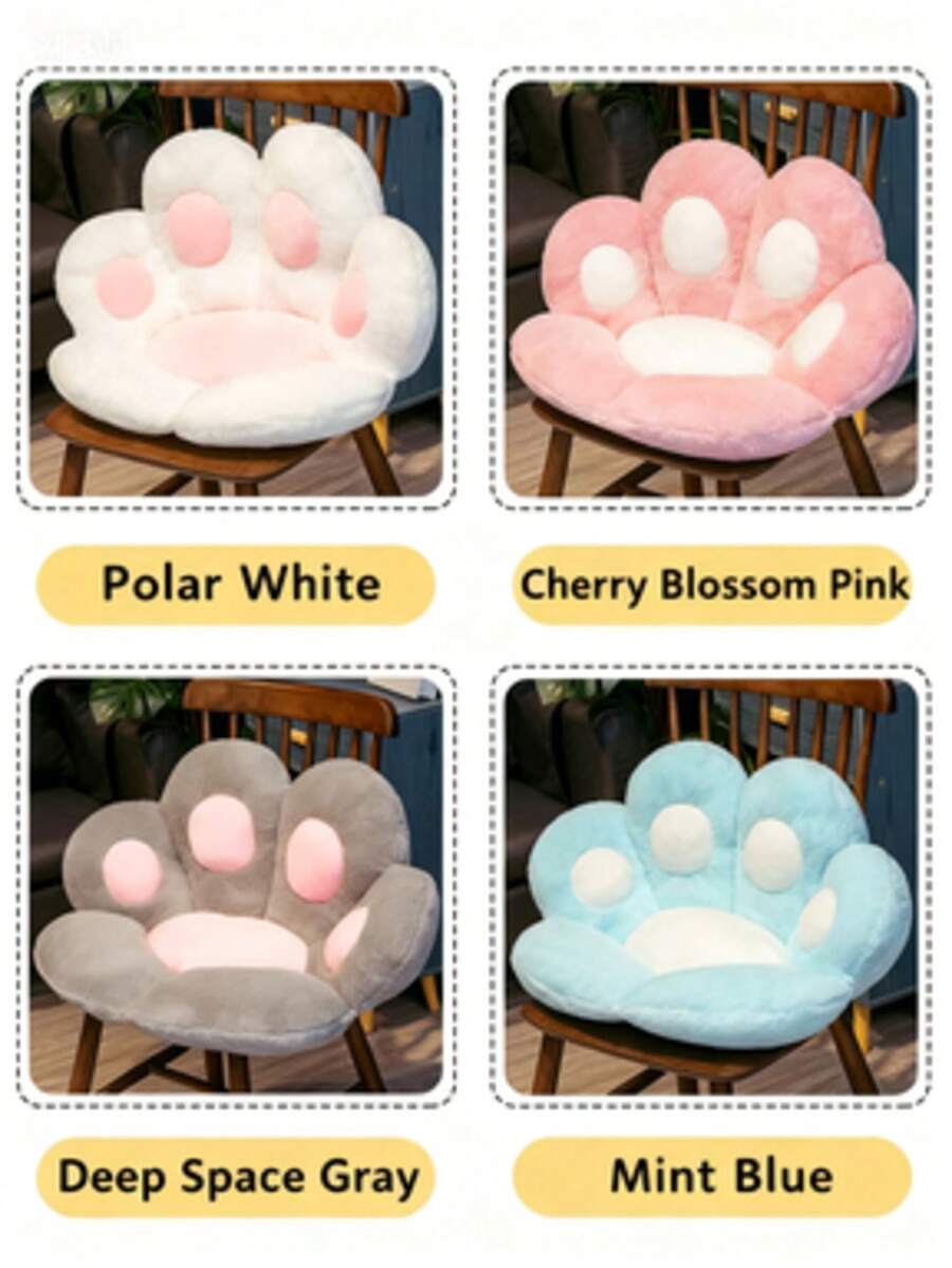 1PC Cartoon Bear Paw Half Wrap Around Cushion, Office Seat Cushion, Cat Paw Cushion, Home Decor, Christmas Decor Holiday Cushions Cushions For The Home