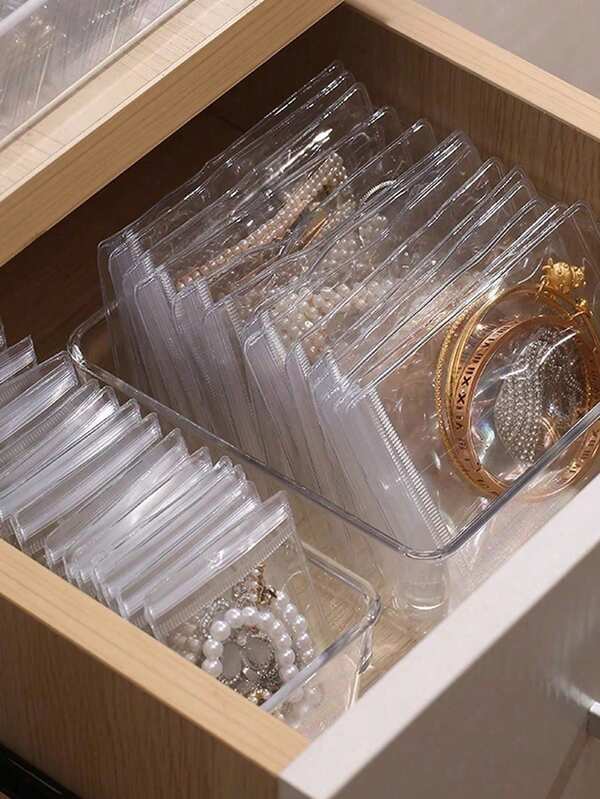 100/30/10/5pcs Transparent PVC Jewelry Storage Bag, Portable Anti-Oxidation Jewelry Storage Bag, Jewelry Organizer, Ring And Earring Storage Bag, Self Sealing Jewelry Packaging Bag, Portable Waterproof Zipper Bag School Supplies Bag, Room Supplies Jewelry Box Jewelry Holder For Rings For Necklace For Bracelet Jewelry Accessory Birthday Gift Mom Gifts