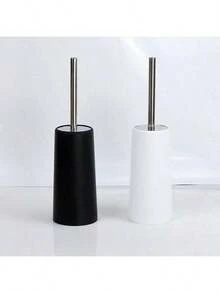 1 Set Toilet Brush And Holder, Flexible Toilet Brush With Detachable Holder - Cleans Hard-To-Reach Areas, Long Handle Design, Suitable For Bathroom Cleaning, Durable Plastic Bristles - Back To School Cleaning Supplies, Ergonomic, Elegant And Durable, With 304 Stainless Steel Long Handle.