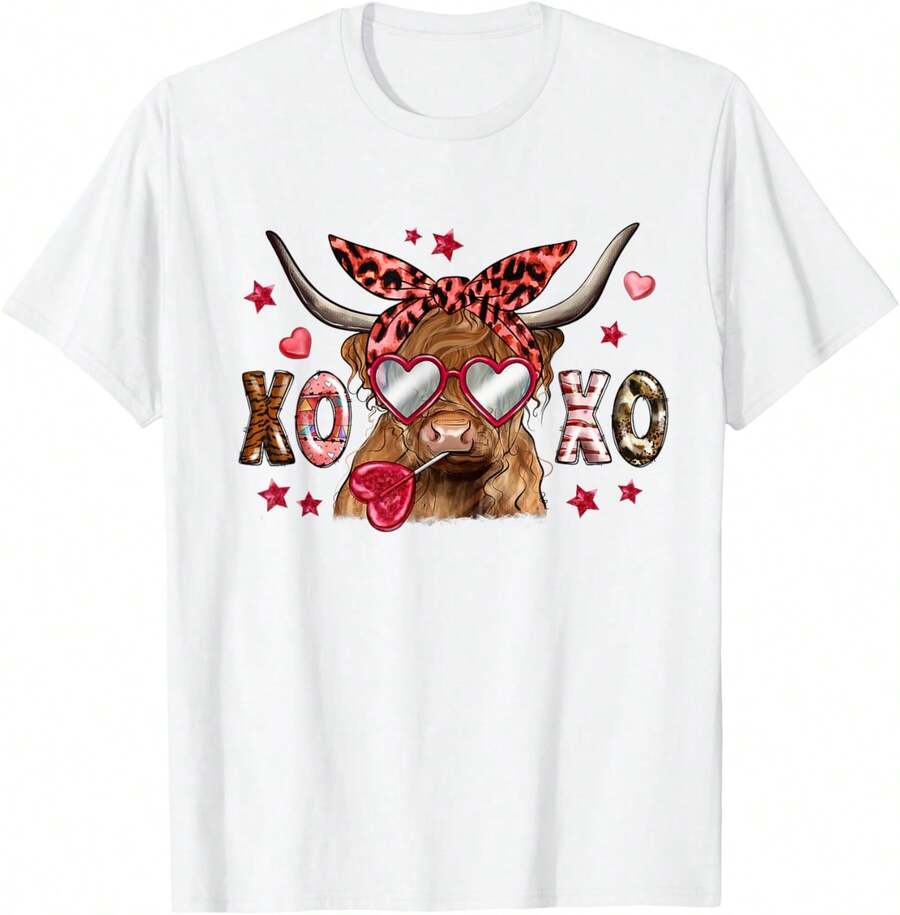 XoXo Cow Candy Love Buffalow Western Valentine's Day T-Shirt.Jpg