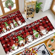Felpudo con tema navideño, de poliéster, alfombra decorativa para el piso adecuada para la entrada del hogar, sala de estar, dormitorio y cocina