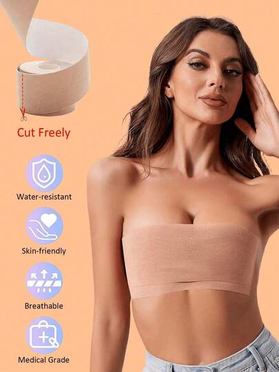 Summer Chest Tape (2.5-10cm, 5 Widths Available) For Women's Small Chest Support, Large Breasts Appear Smaller, Prevent Sagging, Summer Small Breasts Gather, Chest Bandage, Stretch Fabric
