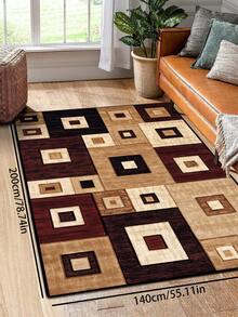 1pc Geometric Textured Pattern Rug, Black White Gray Printed Polyester Rectangular Easy Care Washable Area Carpet, Suitable For Living Room, Hallway, Bedside, Living Space, Bedroom, Office, Kitchen, Farmhouse Home Decor - Multicolor - View 19