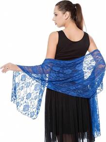 Women's Lace Shawls And Wraps For Formal Evening Party Dress,Bride Bridesmaid Shawl Veil For Wedding - 寶藍色 - 查看 1
