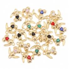 10pcs Mixed Shiny Colorful Heart, Crystal, Bow, Rabbit, Water Drop Elegant Alloy Pendants, Charms For Necklace, Earrings, DIY Jewelry Making - Gold - View 22