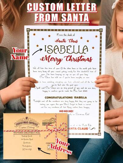 1 Stück/3 Stücke/5 Stücke Weihnachtsmann Weihnachtskarte - Weihnachtsmann Brief, offizieller Brief vom Weihnachtsmann, Weihnachtsbrief vom Weihnachtsmann, personalisiert, für Familie, Freunde & besondere Anlässe, hochwertige Papierqualität, stabile Konstruktion, weißer Hintergrund (Geburtstag/Neujahr/Feiertags-Grußkarte)