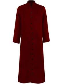 Men's Cassock Robe Church Robe Choir Minister Clergy Pulpit Liturgical 5 Colorshalloween - Dark Red - View 1
