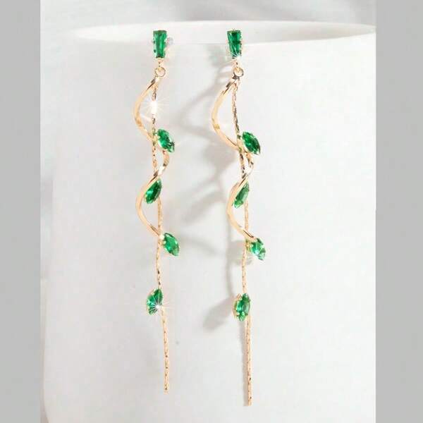 1 Paar elegante, luxuriöse Blatt-, Stern-, Tropfen-Anhänger Quasten Ohrringe, glänzende mehrfarbige lange Ohrringe geeignet für den täglichen Gebrauch von Frauen, Hochzeit, Party, Abendkleid, tolles Geschenk für weibliche Freunde