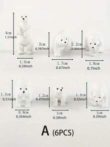 5pcs/6pcs/10pcs Mini Polar Bear Figurines, Miniature Polar Bear Statues, Christmas Tree Decorations, Suitable For Snowy Scenes, Creative Polar Animal Decor, Holiday Decoration Craft Accessories, Indoor & Outdoor Display - Multicolor - View 7
