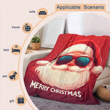 Flanelowy koc świąteczny z nadrukiem cyfrowym – miękki, ciepły i wielofunkcyjny na sofę, do biura, łóżka, na kemping i w podróż – uniwersalny prezent na każdą porę roku