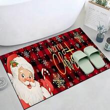 Felpudo con tema navideño, de poliéster, alfombra decorativa para el piso adecuada para la entrada del hogar, sala de estar, dormitorio y cocina