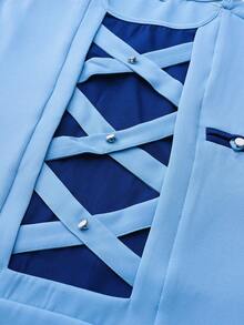 2025 New Men's Wedding Set: Two Pieces Set, Long Pants, T-Shirt Set, Men's Elegant Set, Patchwork Round Neck Classic Men's Social Set, Evening Dress, African , Casual Men's Traditional Clothing - Blue - View 6