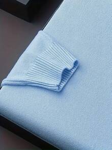 GRDR Men's Crew Neck Long Sleeve Sweater, Versatile Everyday Wear Knitted Pullover - Baby Blue - View 7