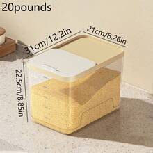 10LB/20LB/30LB Airtight Food Storage Container, Moisture & Pest Proof, Easy Press Dispenser, With Measuring Cup, Ideal For Rice, Grains, Sugar, Flour And Pet Food Storage, Great For Kitchen, Home And Commercial Use