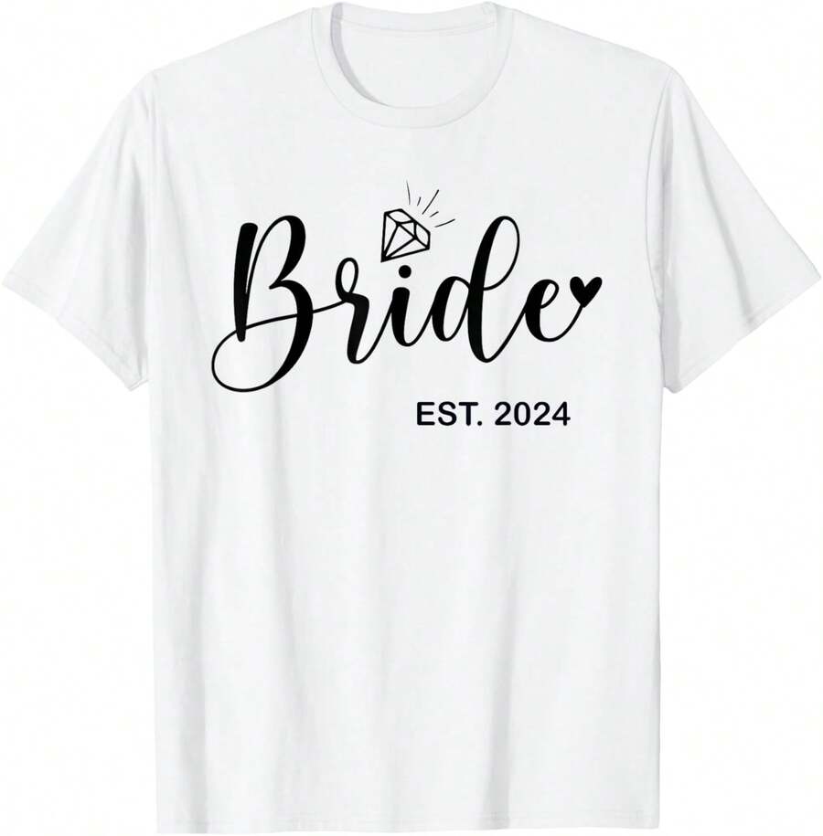 Bride Est. 2024 Bridal Wedding Matching Gifts Woman T-Shirt.Jpg