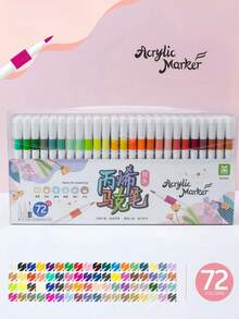 New 12/24/36/60/72 Color Large Capacity Acrylic Marker With Soft Tip, Suitable For Beginners To Draw, Easy And Fast Color. Birthday Presents For Friends, School Drawings, Back To School,Christmas Gifts,School Supplies,Art Supplies