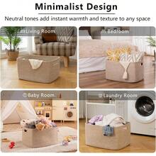 - Cesta de 75 litros, cesta de almacenamiento de manta tejida con asa, cesta de cuerda de algodn para organizar 55.88x 43.18x 30.48, cesta de manta para sala de estar, cesta de - amarillo + 18"x14"x12" - Ver 7