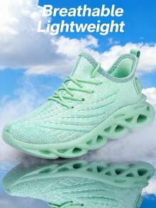 2025春夏新款超轻透气情侣休闲鞋，大码男女户外运动跑步鞋，舒适徒步鞋，MD+人字纹组合鞋底，防滑耐磨，柔软舒适，随机不对称图案 - 綠色 - 查看 8
