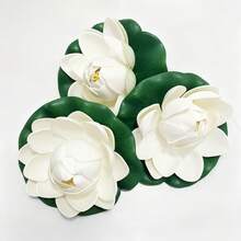 5pcs White Artificial Lotus Decorations & Fish Tank Ornaments & Floating Lotus Leaves For Fish Tanks And Ponds, Plastic Flowers, Water Lilies, Lotus Leaves, Suitable For Water Surface Decoration In Fish Tanks, Ponds, Water Pools, Etc., Floating Decorations