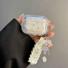 Blue/Pink Bow Floral Protective Case Compatible With 4, Compatible With 3, Pro 3 Bluetooth Earphones, Great Gift For Yourself Or Friends