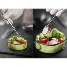 Pinzas de cocina profesionales largas con puntas redondas y curvas para agarrar y manipular alimentos - plata - Ver 5