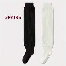 2/1 双可爱日式阔腿袜，百搭又显气质。女士竖条纹长袜，叠穿款，应季保暖睡眠袜，理想的圣诞新年礼物，温暖居家睡眠袜，寒冷天气必备单品，袜子收藏家的必备单品。可手洗或干洗。纯色。及膝针织拖鞋袜，舒适地穿在地板上。 - 彩色 - 查看 12