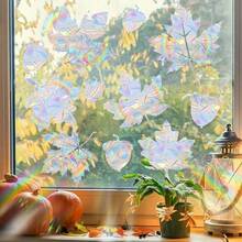 11pcs/Set Rainbow Maple Leaf Window Stickers - Rainbow Prism Stickers, Non-Adhesive Autumn Sun Catchers, For Bird Strike Prevention, Vibrant PVC Sheets With Glossy Surface, Easy To Install, Window Decals | Vivid Leaf Design | Prism Effect, Colorful Window Decor, Holiday Atmosphere, Colorful Rainbow Prism Static Cling Glass Stickers, Colorful Bird Collision Prevention Catch Light Window Stickers, Self-Adhesive Decorative Stickers, Atmosphere Arrangement Window Decor Stickers, Matte Surface, Easy To Apply And Remove, Double-Sided Visible, Suitable For Home Decor - Multicolor - View 1
