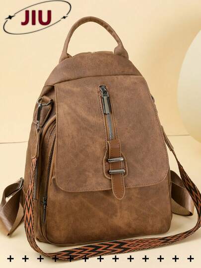 Anti-Theft Retro Style Pu Soft Leather Flip Backpack Women Purse,Multifunctional And Stylish Day Bag, Multi-Pocket Lightweight Travel Bag, Large-Capacity Minimalist School Bag, Convenient Book Bag, Suitable For Students, Nurses, Teachers, Business People, Travel And Vacation, Business Trips, Daily Commutes, Shopping, Office, Dates, Hiking, Training, Work, Birthday Gifts, Holiday Gifts