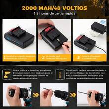 Taladro Inalámbrico 48V, 3 Modos de Trabajo, Incluidos Apriete, Perforación e Impacto, 25 Ajuste Esfuerzo de torsión, Con 2 Baterías Y Cargador, Para Madera\/Metal\/Bricolaje,Etc(Auzl\/Nueva Y Mejorada) - albaricoque - Ver 6