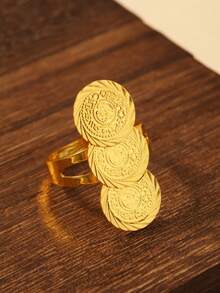 خاتم مطلي بالذهب عيار 18 قيراط بنمط غير متماثل للنساء