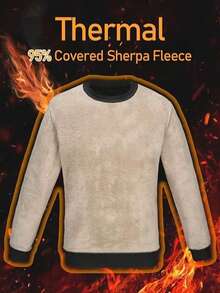 男士秋冬保暖羊羔绒套头卫衣，休闲百搭，适合日常穿着、通勤、户外运动，内衬保暖层，简约圆领设计