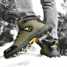 Botas masculinas para esportes ao ar livre, botas masculinas para caminhadas, botas masculinas de cano alto para outono/inverno, botas de neve resistentes à água com cabedal em PU, botas de trekking, botas para caminhadas, camping, caça e trilhas, botas/sapatos de inverno masculinos, botas duráveis, botas esportivas de tamanho grande com cadarço, botas de trabalho, adequadas para atividades ao ar livre no outono/inverno. - Verde de Exercício - Ver 3