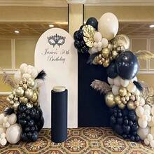 134 piezas Kit de arco de globos negro y dorado, adecuado para decoración de cumpleaños, graduación, boda, jubilación, Navidad, despedida de soltero y aniversario