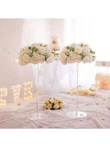 1pc Acrylic Flower Stand, Clear Column Vase Holder - Geometric Centerpiece Decor For Wedding, Tabletop Flower Rack, Outdoor Decoration, Home Gathering, Wedding Party, Silk Flower Wedding Stage Decor, Home Floral Display