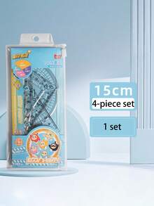 Juego de 4 reglas con diseño de niño huevo, regla de papelería para estudiantes, suministros escolares con juego de tabla triangular.