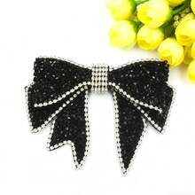 1 Piece Of Fashionable Black Shiny Rhinestone-Studded Bow Tie Brooch For Women, Suitable For Parties, Gift-Giving, Stage Performances, Wedding Hosts, Collar Accessories, Women's Accessories, Teacher Gifts, And Women's Neckties.