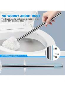 1 Set Toilet Brush And Holder, Flexible Toilet Brush With Detachable Holder - Cleans Hard-To-Reach Areas, Long Handle Design, Suitable For Bathroom Cleaning, Durable Plastic Bristles - Back To School Cleaning Supplies, Ergonomic, Elegant And Durable, With 304 Stainless Steel Long Handle.