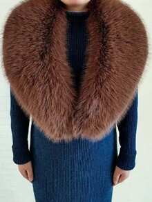 1. Faux Fur Collar & Cuff Set, Warm Faux Fur Scarf, Fluffy Oversized Furry Shawl Wrap For Women In Winter, Suitable For Dresses, Christmas Decoration - Multicolor - View 28