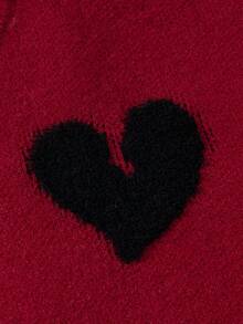 ANDREILEE 男士可爱简约时尚天使射心提花图案黑色长袖毛衣，男女通用休闲宽松针织套头衫，适合秋冬季穿着 - 紅色 - 查看 6