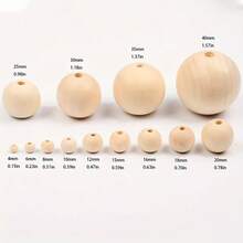 20/35/100 Stücke unfertige runde Holzperlen, Holz Abstandsperlen für Basteleien, Dekorationen und DIY Projekte - Holzfarbe 100St - Übersicht 10