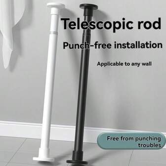 1 pieza Barra de cortina multiusos y extensible, fácil instalación, apta para baño, cocina, alféizar de ventana, balcón, sala de estar, se puede usar como barra de cortina, barra de soporte de armario, tendedero, decoración navideña