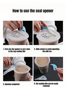 Mini Plastic Package Opener With Serrated Edge, Bubble Tea Opener, Parcel Opener, Tape Cutter, Paper Cutter, Compact And Portable Design, Suitable For Commercial And Personal Use - one-size - View 9