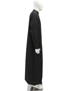 Men's Cassock Robe Church Robe Choir Minister Clergy Pulpit Liturgical 5 Colorshalloween - 黑色 - 查看 3