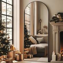 65"X 24.2" Arched Full Length Mirror Free-Standing Wall Mounted Floor Mirrors, Black - 黑色 - 查看 1