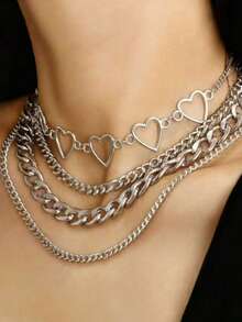 1 Set Of 3 Pcs Fashionable Chain Necklaces, Suitable For Women's Daily Decoration