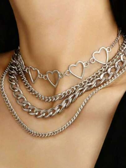 1 Set Of 3 Pcs Fashionable Chain Necklaces, Suitable For Women's Daily Decoration