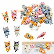 5/10/20/30/50pcs In A Box. Creative Cartoon And Cute Kitten Pattern Pins, Cork Board Push Pins, DIY Handmade Map Pins, Cat-Shaped Push Pins, Animal Creativity, Nail Pins, Plywood Push Pins. Suitable For Photo Walls, Home, School, Office, Stationery, Drawing Pins, Christmas Decorations.