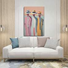 1PC Three Men Wearing Wide-Brimmed Hats (Light Colors)12X16inch And 16x24inch Framed , Classic Wooden Frame, Suitable For Living Room, Bedroom, Bathroom And Other Decorations, Perfect Gifts For Christmas, Halloween And Thanksgiving