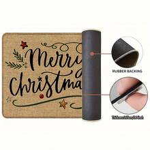 1 pièce Tapis de cuisine en lin imprimé motif sapin de Noël, cadeau de Noël, décoration de Noël, tapis de cuisine, tapis de sol, tapis de salle de bain, paillasson, rectangle imprimé en 3D, convient pour le salon, la chambre, le couloir, la salle de bain, la buanderie - Tapis en polyester, décoration d'intérieur et d'extérieur