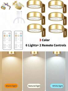 1/3/6 piezas Focos LED recargables por USB, luces de decoración para cuadros, lámparas de pared inalámbricas de metal con luces LED para cuadros, luces de hadas, lámparas de mesa, luces LED, luces nocturnas, lámparas de iluminación, luces de lectura, lámparas de pared regulables con toque, superficie pulida, adecuadas para decoración de pared, sala de estar, dormitorio, decoración navideña, también para galería, decoración de dormitorio, escalera, pasillo - Batería de polímero de litio de 1500mAh